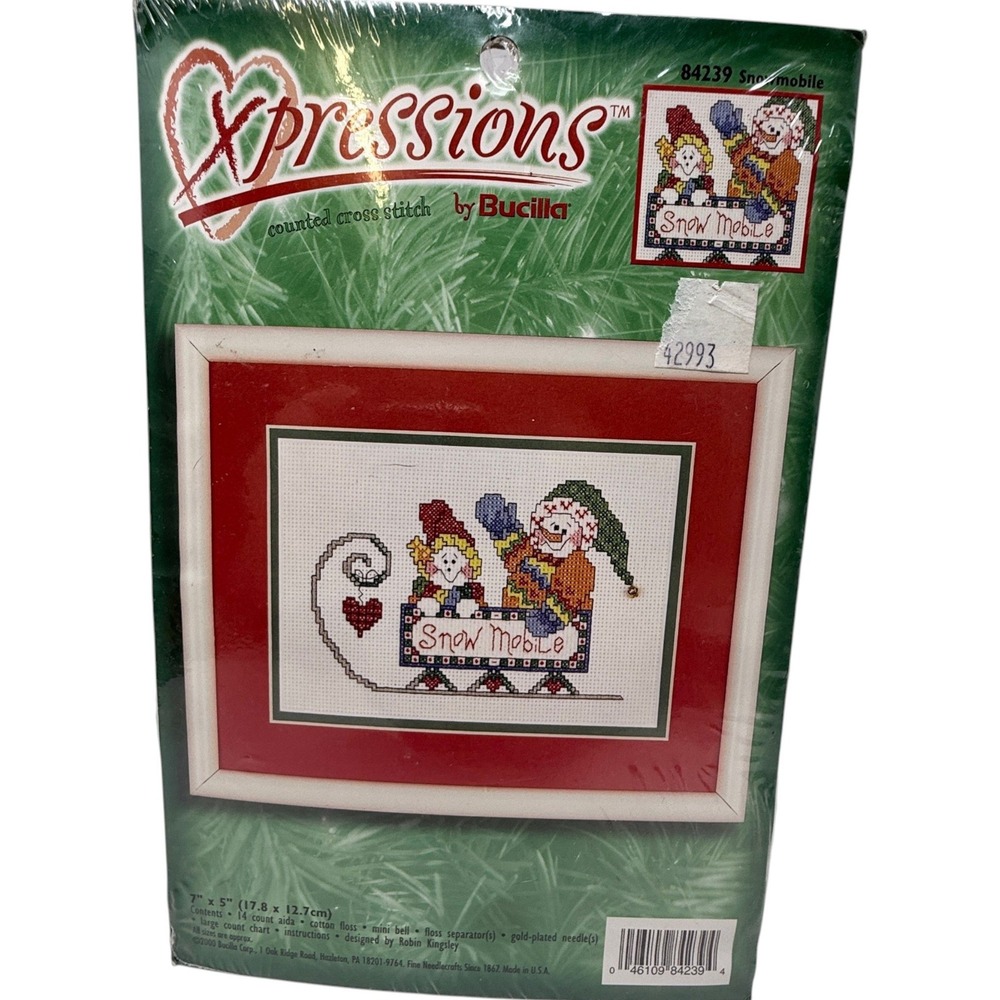 New Bucilla Counted Cross Stitch Kit Snowmobile 84239 Winter Scene